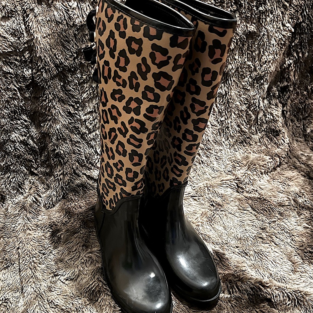 Coach- Tristee Rubber Rain Boots Leopard